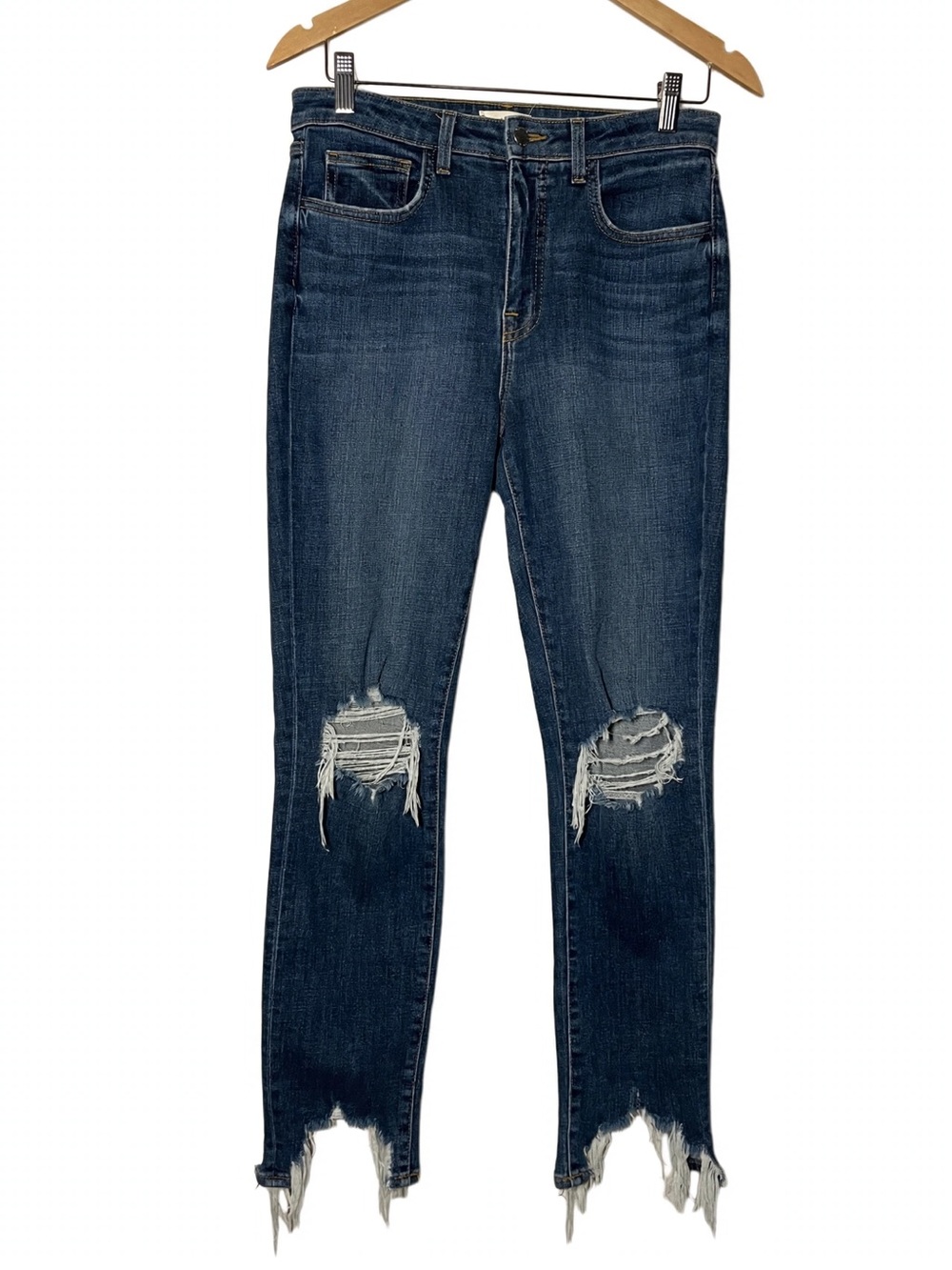L'AGENCE High Line Skinny High Rise Jeans 28 Classic Vintage Destruct Frayed Raw